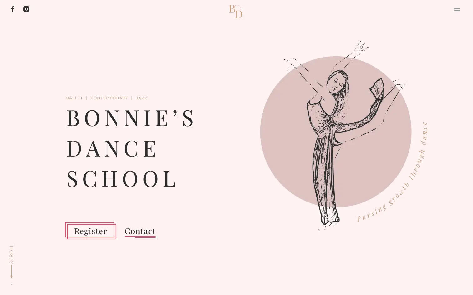 Bonnie’s Dance School hero section